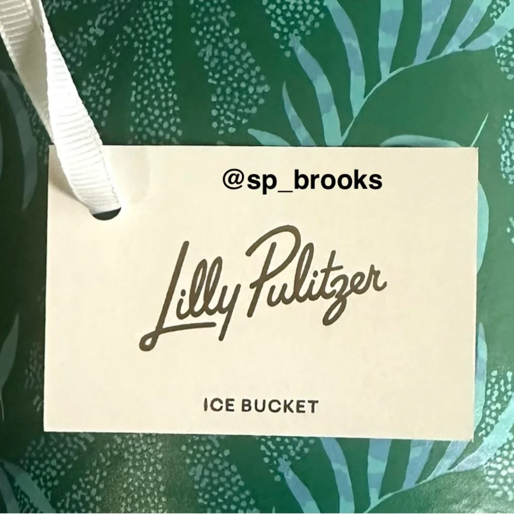 🎁Lilly Pulitzer Ice Bucket with Gold Chain, Gold Knob Lid & Gold Tong - #245225